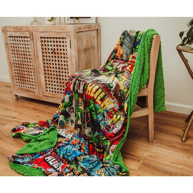 Surreal Entertainment Marvel Incredible Hulk Comic Books Oversized Throw Blanket 8 Feet Long