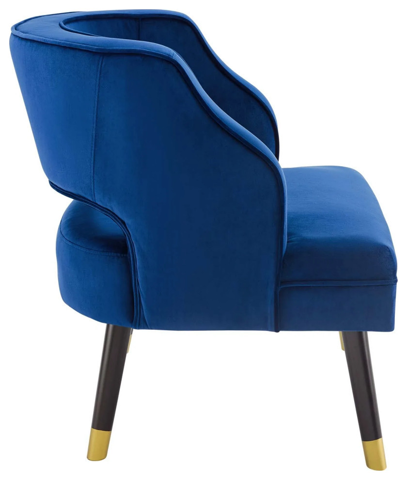 Finn Navy Button Tufted Open Back Performance Velvet Armchair   Midcentury   Armchairs And Accent Chairs   by Virgil Stanis Design  Houzz