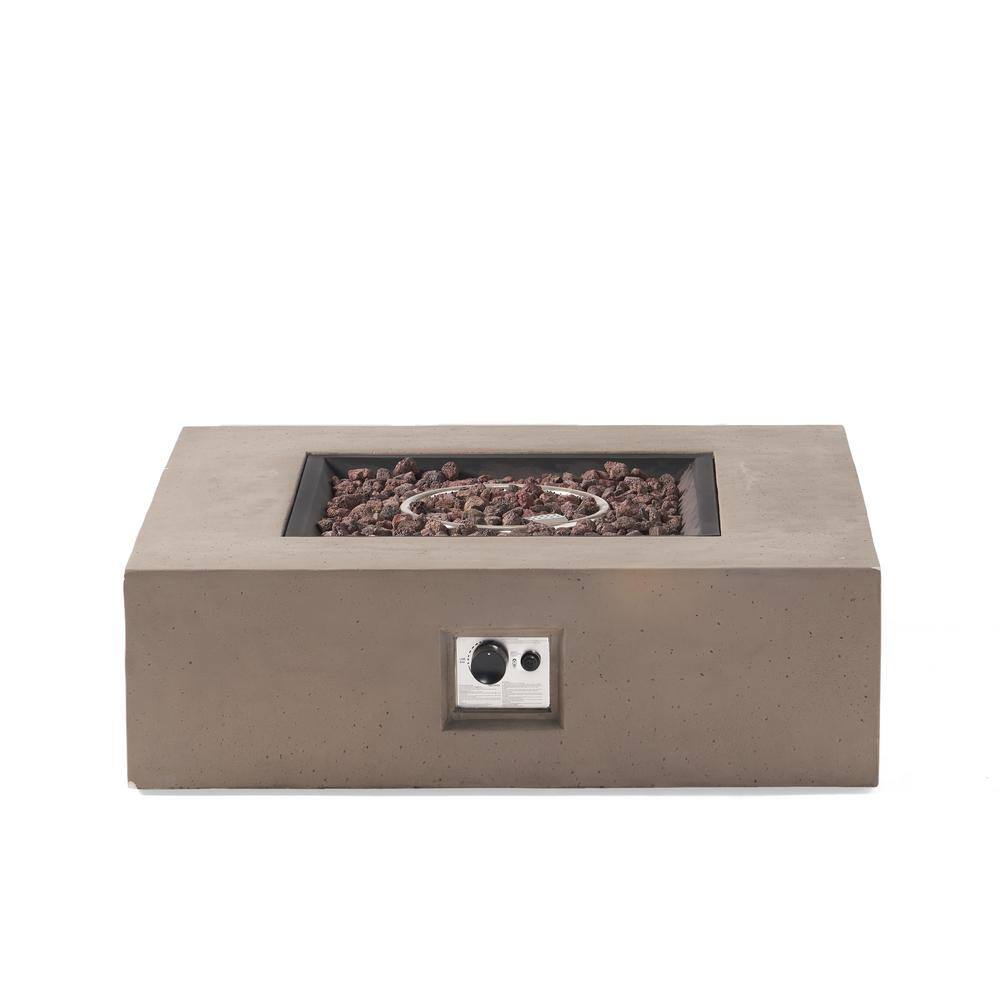 Noble House Mayfair Light Gray Square Stone Fire Pit (No Tank Holder) 10061