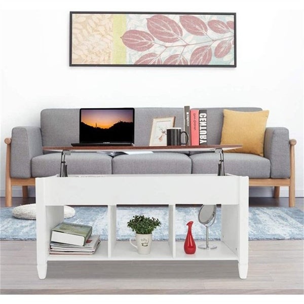 Modern Coffee Table Hidden Compartment and Lift Tablet