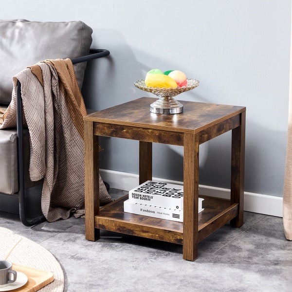 Side Table with Storage Shelve