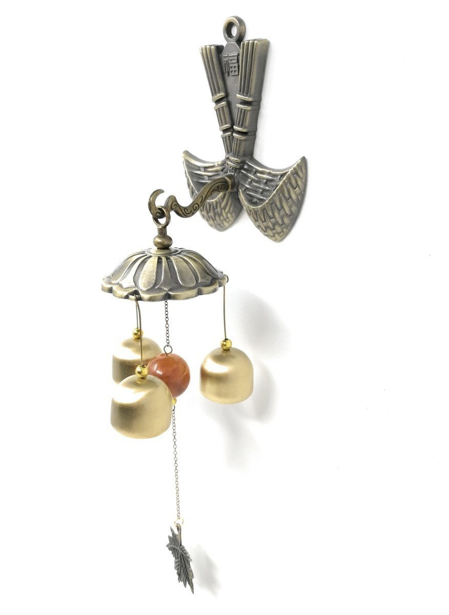 THY COLLECTIBLES Feng Shui Brass Door Chime Wind Chime windbell - Chinese Fu (Fortune) Design