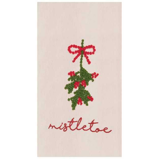 C amp f Home Mistletoe Berries French Knot Cotton Embroidered Flour Sack Kitchen Towel