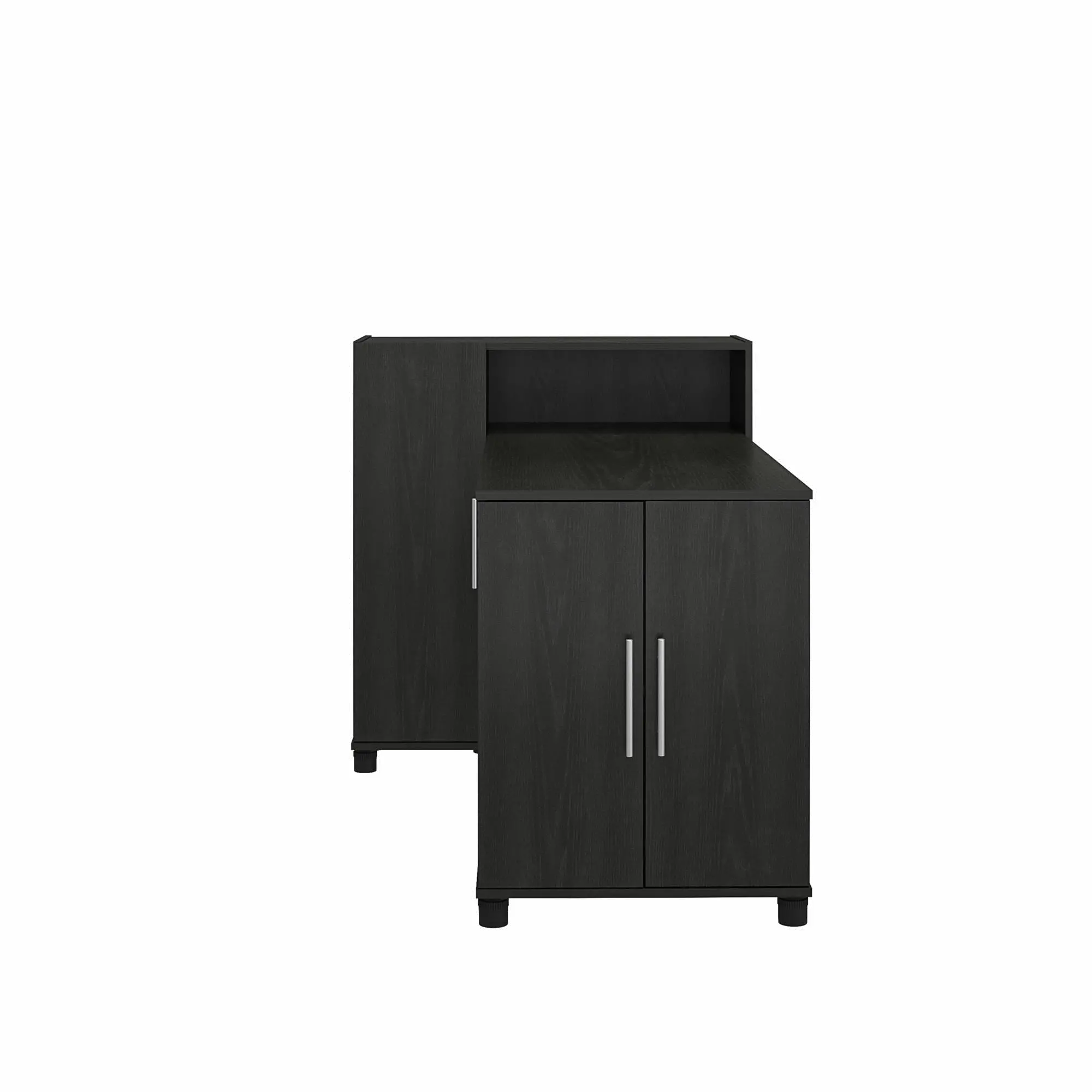 Camberly Black Oak Craft Desk with Storage Cabinet