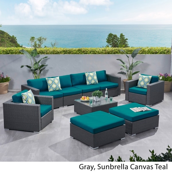 Santa Rosa Outdoor Wicker 9Piece Sectional Sofa with Cushions