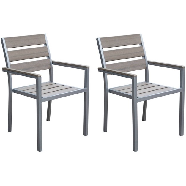 2pk Outdoor Dining Chairs Sun Bleached Gray Corliving