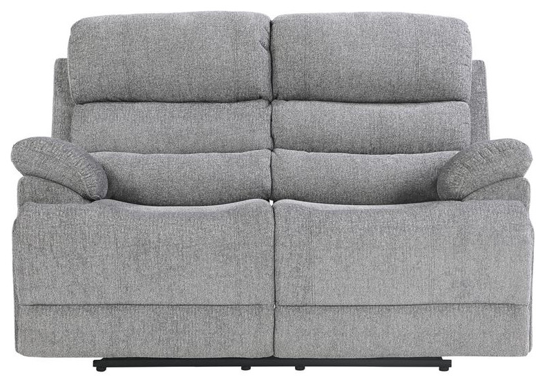 Lexicon Sherbrook Transitional Chenille Double Reclining Loveseat in Gray   Transitional   Loveseats   by Homesquare  Houzz