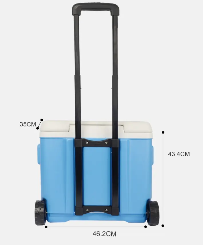 2023 factory customized color wheeled ice chest coolers 30l outdoor car trolley cooler box for camping beach fishing