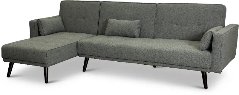 Jenna Slate Gray Convertible Sectional Sofa Bed with Chaise