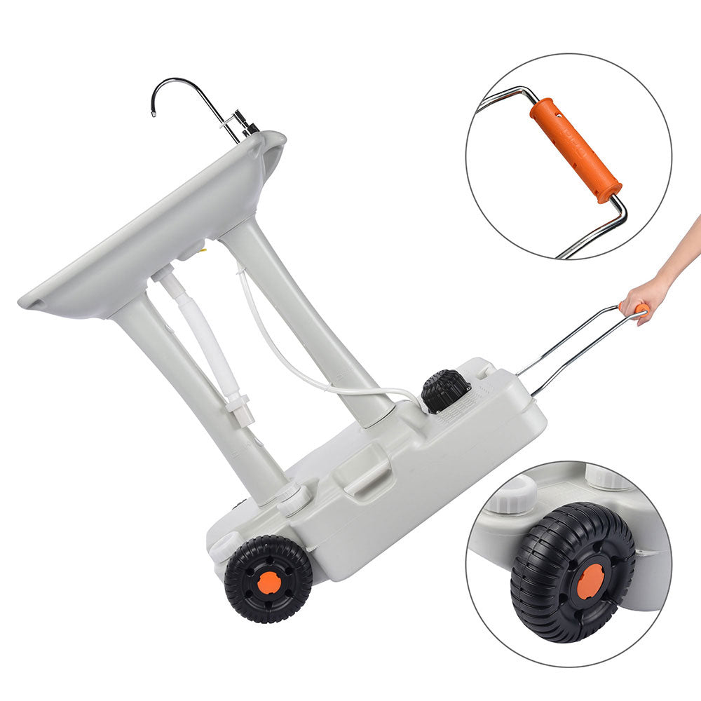 Yescom 8-Gal Foot Pump Hand Washing Station with Wheels Handle