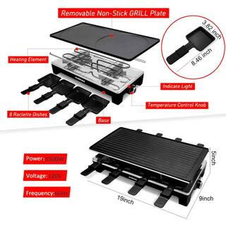 Edendirect 171 sq. in. Black Stainless Steel Removable 2-in-1 Non-Stick Smokeless Electric Indoor Grill with 8-Cheese Melt Pans DKP00FY02503