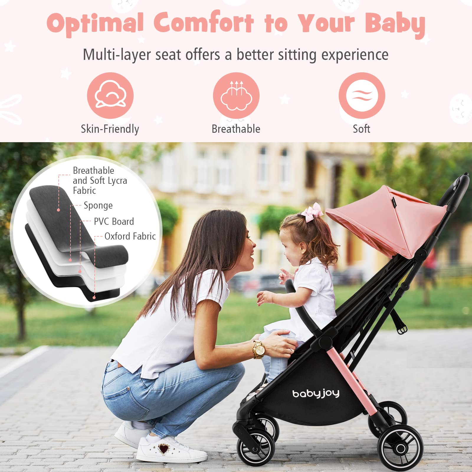 Costzon Lightweight Baby Stroller, Compact Travel Stroller for Airplane, Infant Toddler Stroller