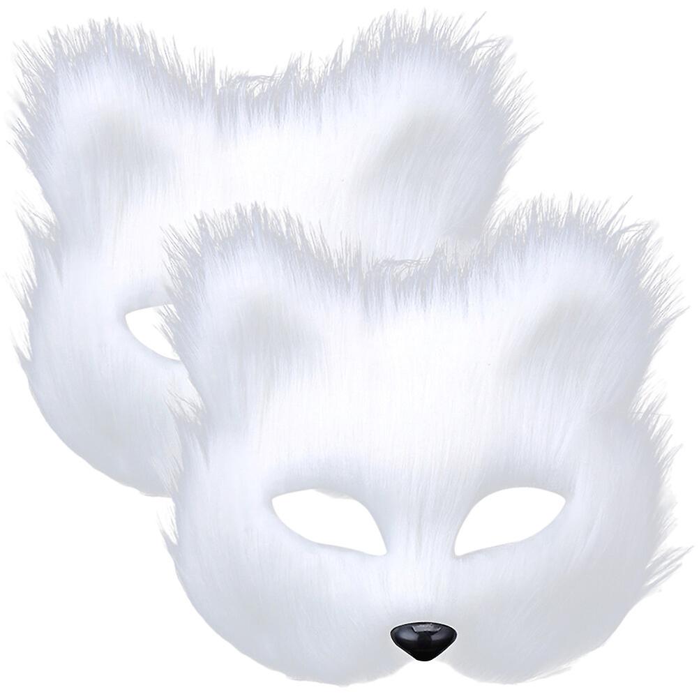 2pcs Fox Mask Masquerade Mask Plush Fox Mask Carnival Party Cosplay Mask Costume Accessory