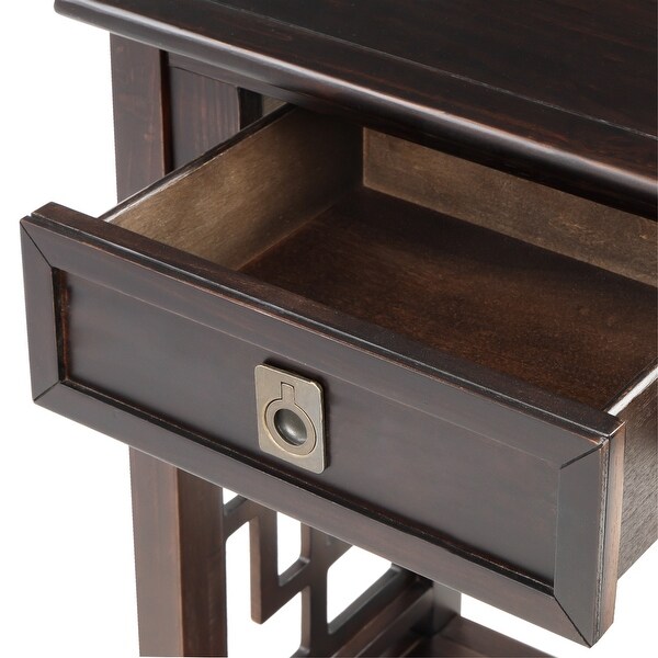 Espresso Console Table with 2 Drawers and Bottom Shelf