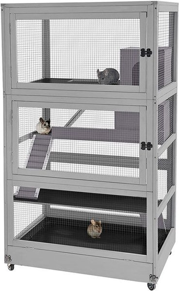 Aivituvin-AIR56 Large Wooden Chinchilla and Ferret Cage， Gray