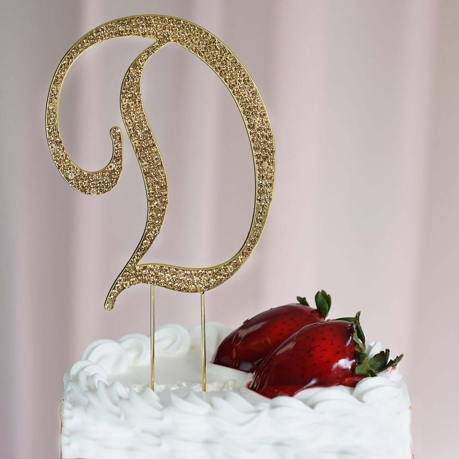 Gold Rhinestone Monogram Letter and Number Cake Toppers 4.5