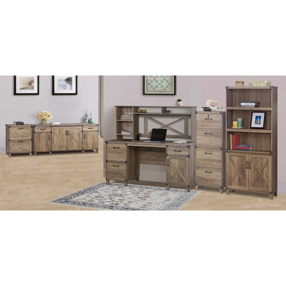 Oxford Farmhouse Rustic Oak 4 Drawer Lateral File