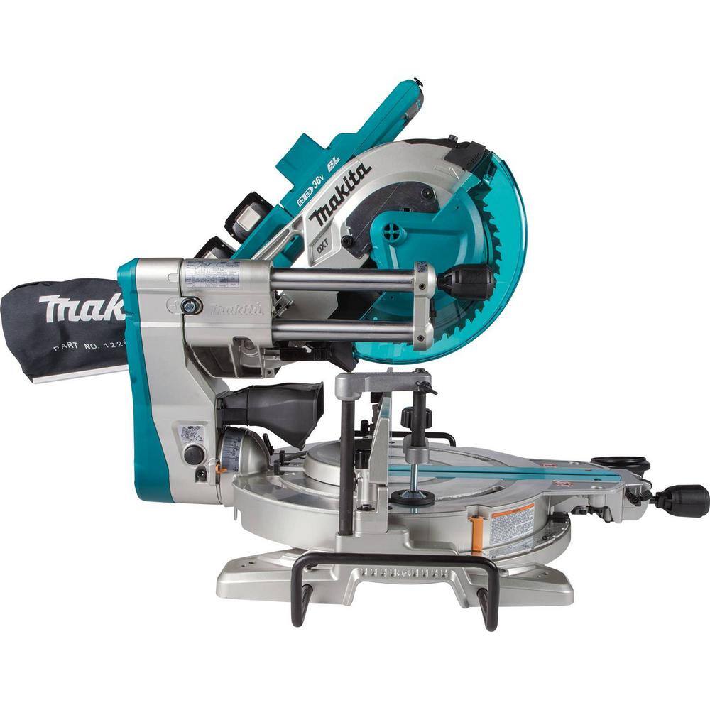 Makita 18V X2 (36V) LXT Brushless 10 in. Dual-Bevel Sliding Compound Miter Saw Kit (5.0Ah) with bonus Folding Miter Saw Stand XSL06PT-WST06