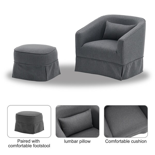 Swivel Barrel Chair With Ottoman，Swivel Accent Chairs Armchair for Living Room