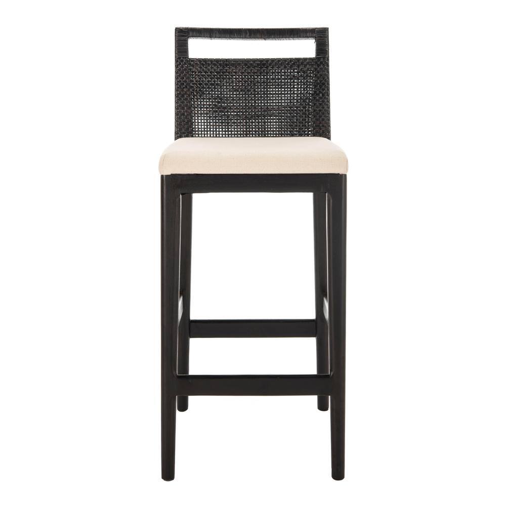 SAFAVIEH Darin 27.75 in. Black Cushioned Bar Stool SEA4015B