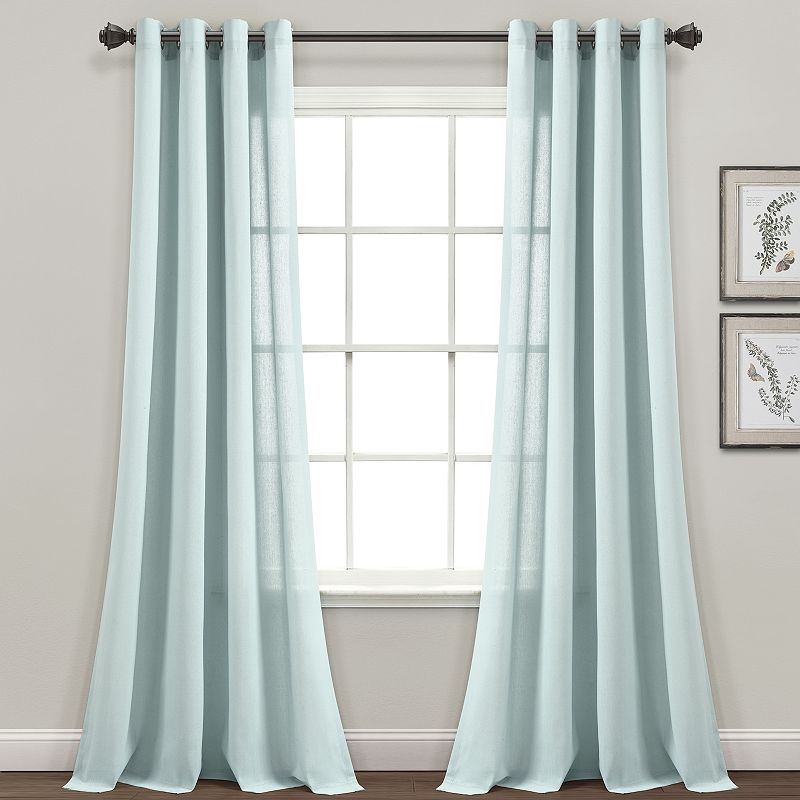 Lush Decor Faux Linen Grommet Window Curtain Set