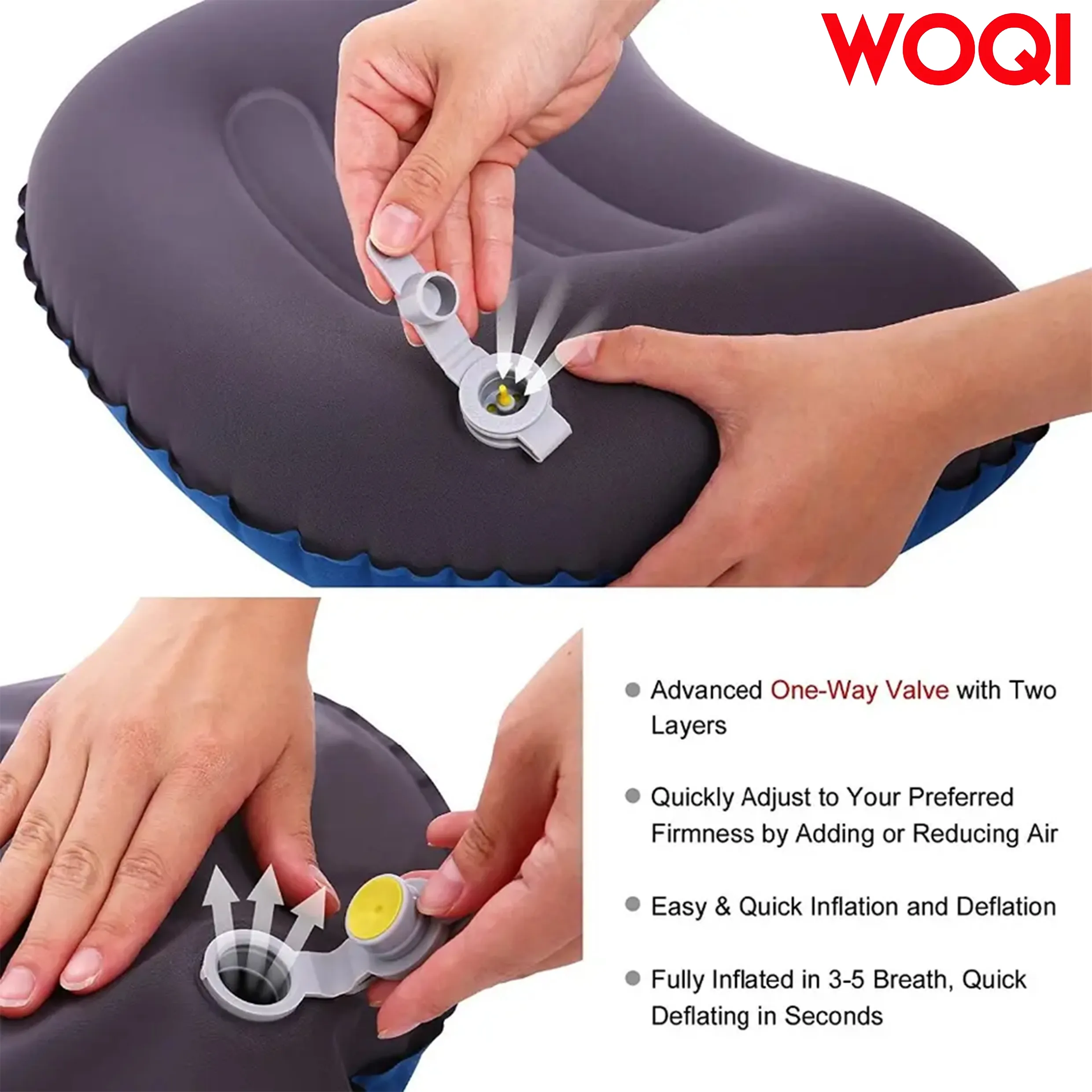 Woqi Compact Ultralight Inflating Travel Air Pillow for Outdoor Hiking  Backpacking  Inflatable Camping Pillow