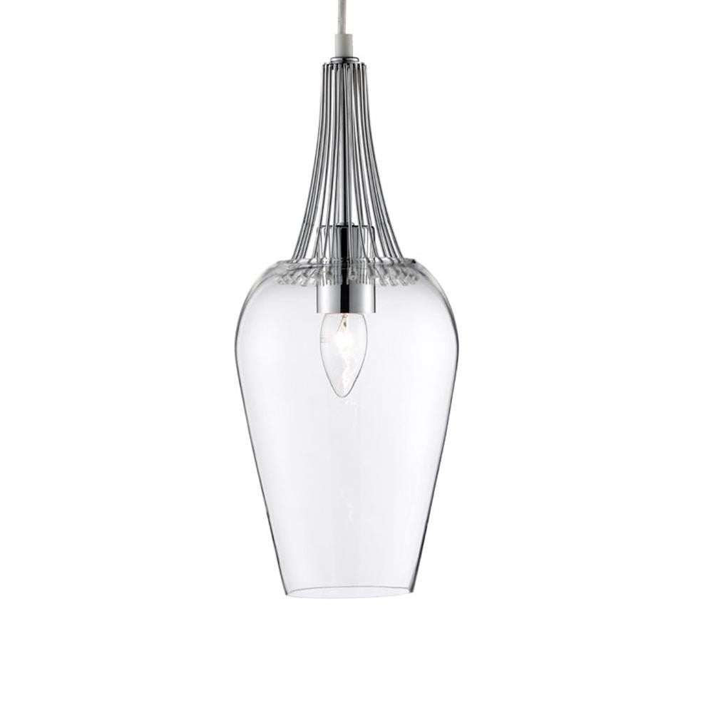 Searchlight 8911CC Whisk Polished Chrome & Clear Glass 1 Lamp Pendant Light