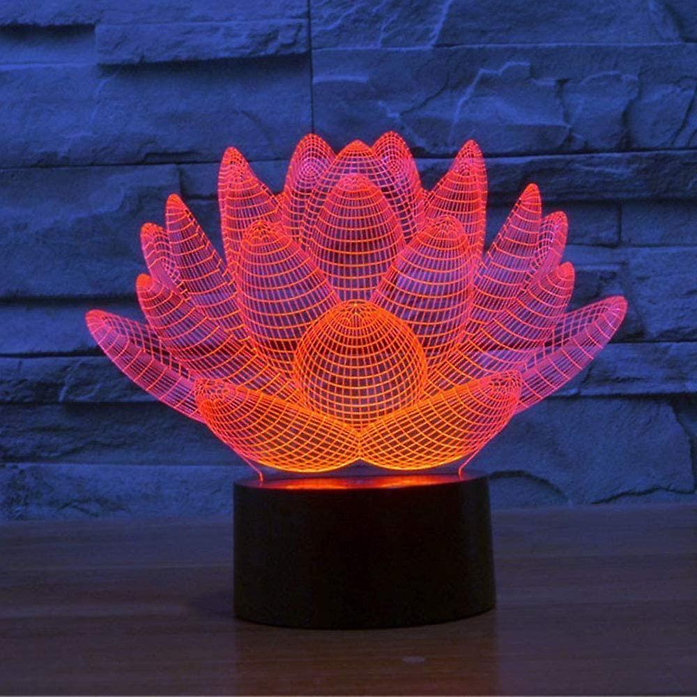 3d Led Lotus Optical Illusion Sensor Night Light With Smart Touch and Usb Cable 7 Colors Change Led Atmosphere Lamp For Bedroom Decor