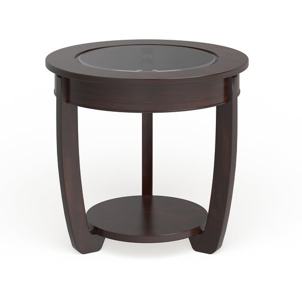 Furniture of America Curved Rustic Dark Cherry 28-inch Side Table