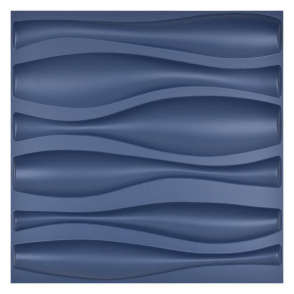 Art3d 19.7 in. x 19.7 in. 3D PVC Decorative Wall Panels Wave Navy Blue (12-Pack) A10002BL