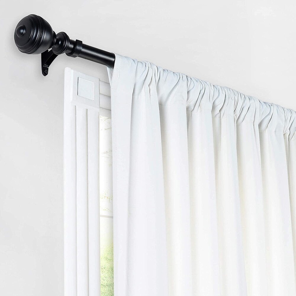 Deco Window 1 Inch Adjustable Curtain Rod for Windows   Doors Curtains with Oval Finials   Brackets Set