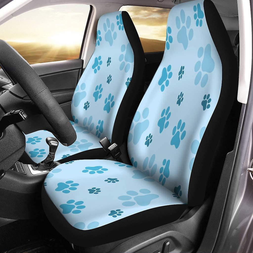 Set Of 2 Car Seat Covers Dog Paw Print Plum Blossom Print Universal Auto Front Seats Protector Fits For Car，suv Sedan，truck D---47017