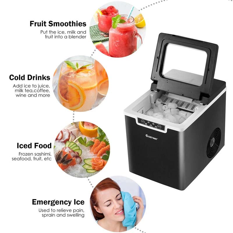 26LBS/24H Portable Ice Maker Countertop Ice Making Machine with Ice Scoop & Removable Basket