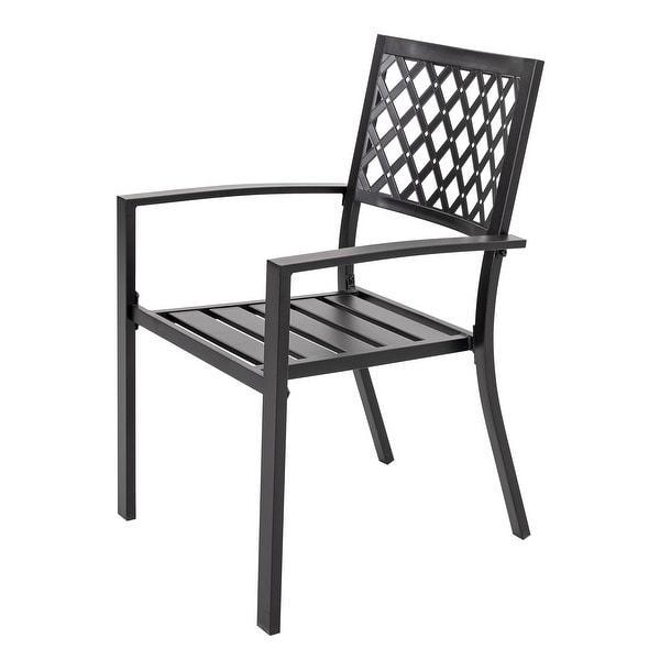 Outdoor 5/7 Piece Dining Set，Iron Finish，Black with Gold Speckles