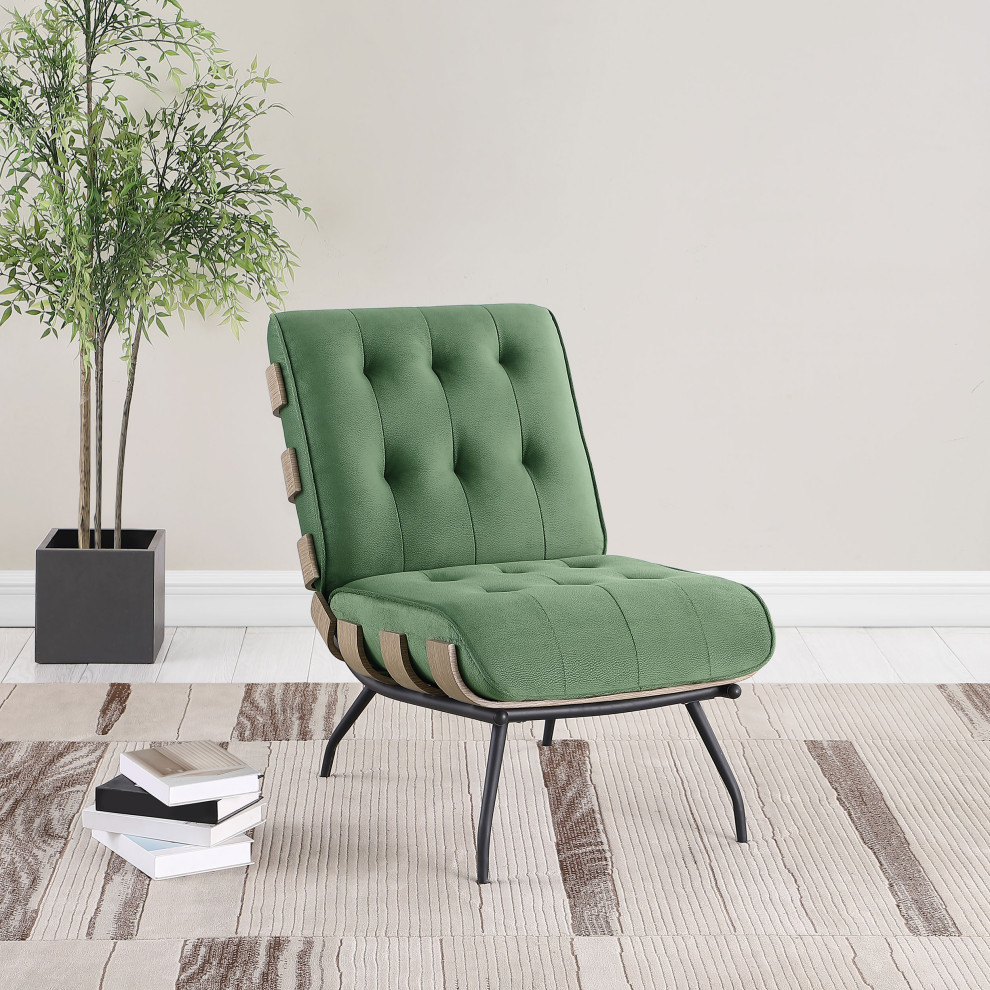 Aloma Armless Tufted Accent Chair Green   Modern   Armchairs And Accent Chairs   by Modon  Houzz