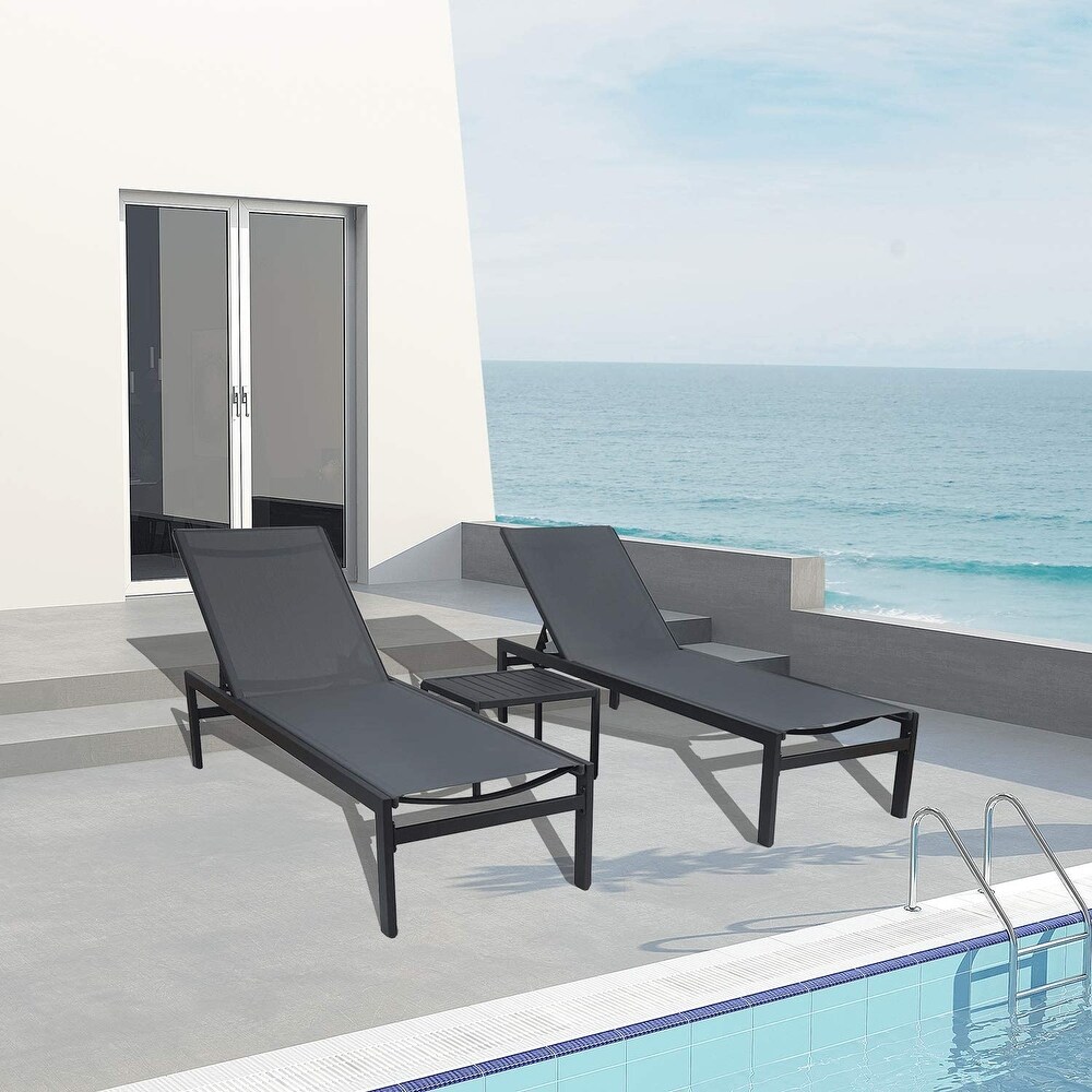 Kozyard Modern Full Flat Aluminum Patio Reclining Adjustable Chaise Lounge with Sunbathing Textilence for  Weather