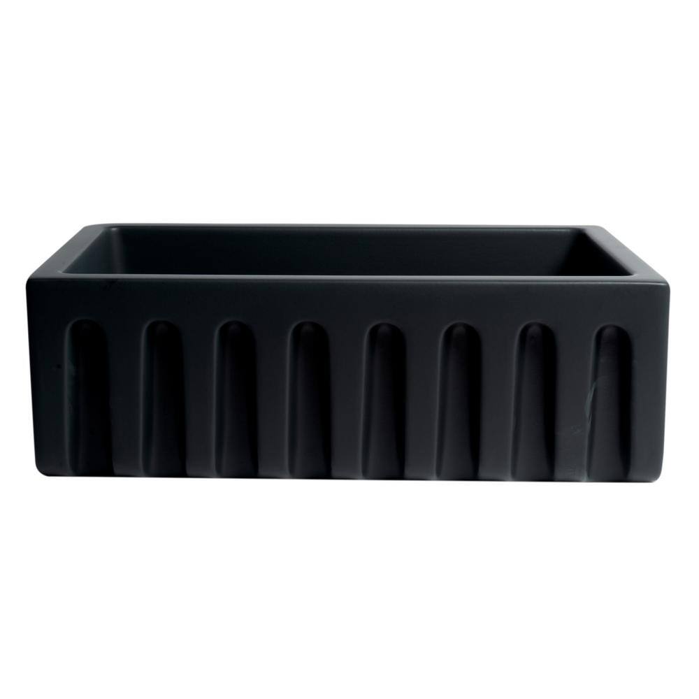 ALFI BRAND Black Matte Fireclay 29.88 in. Single Bowl Farmhouse Apron Kitchen Sink AB3018HS-BM