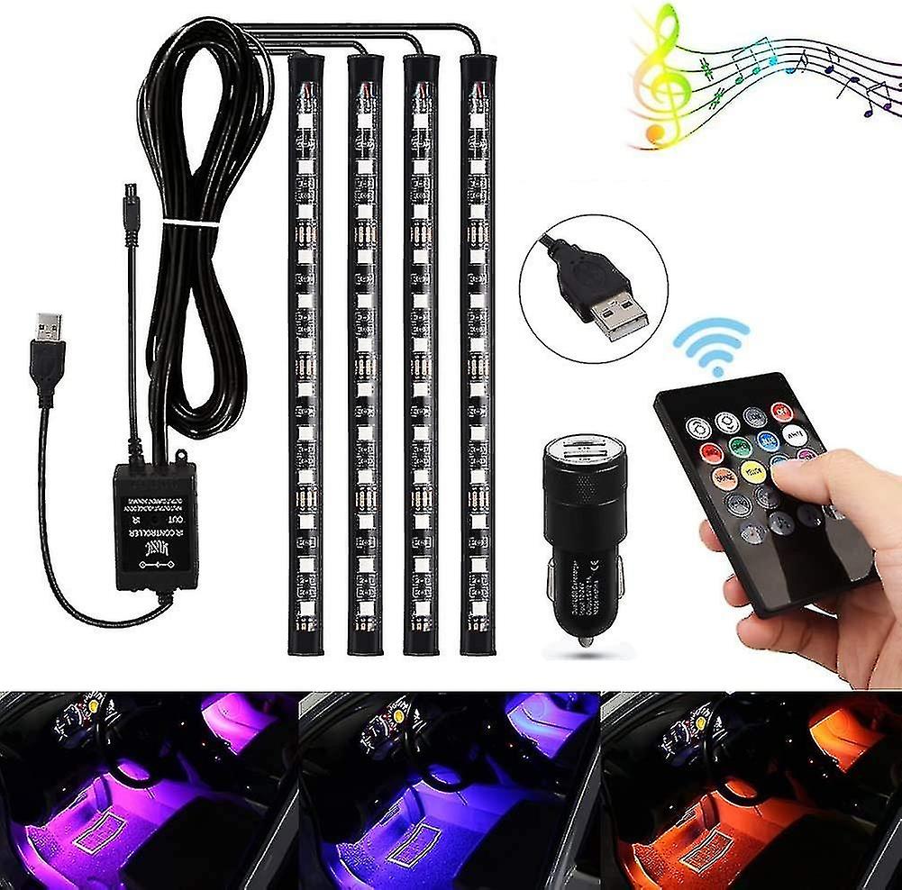 Car Led Lighting Strip With Usb Port Car Charger，remote Control