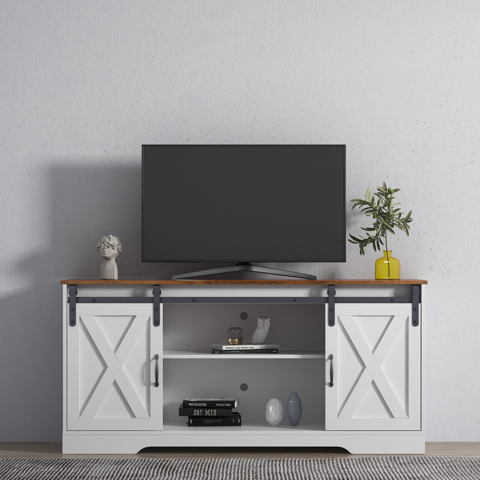 Storage Cabinet Table Living Room with Adjustable Shelves for TVs Up to 65