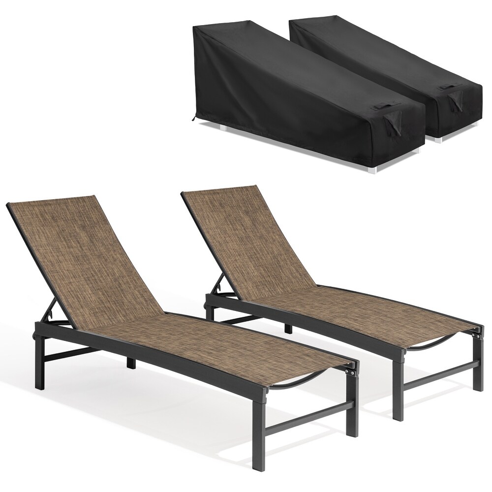 Crestlive Outdoor Loungers Patio Chaise Lounge Chairs Set of 2 with Waterproof Covers   71.65\