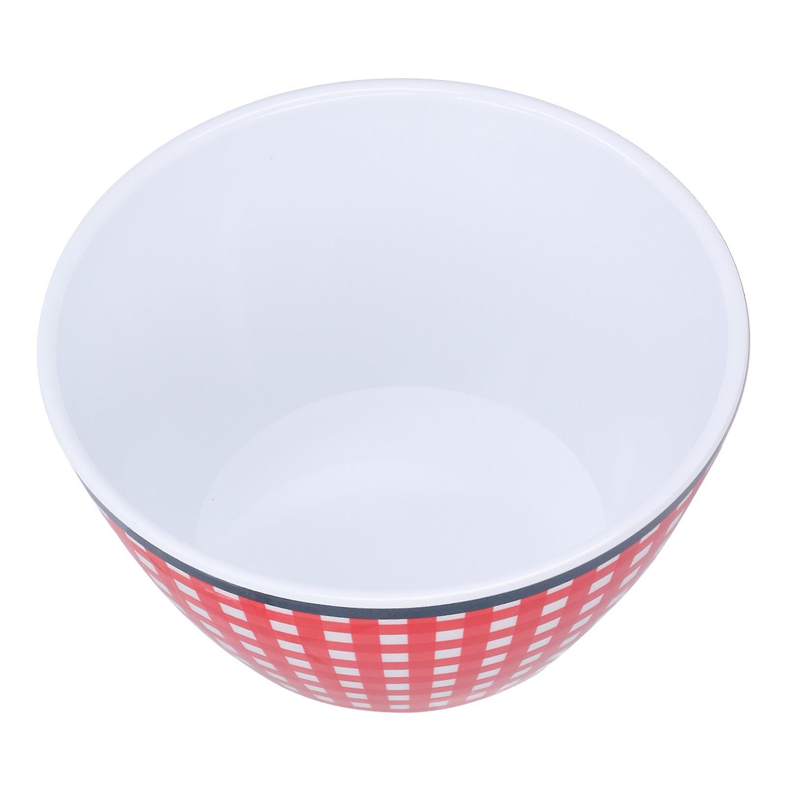 Melamine Salad Plate Dinner Fruit Plate Thickened Snack Bowl Dessert Cake Fruit Bowl for Baking Table DecorationRed Grid