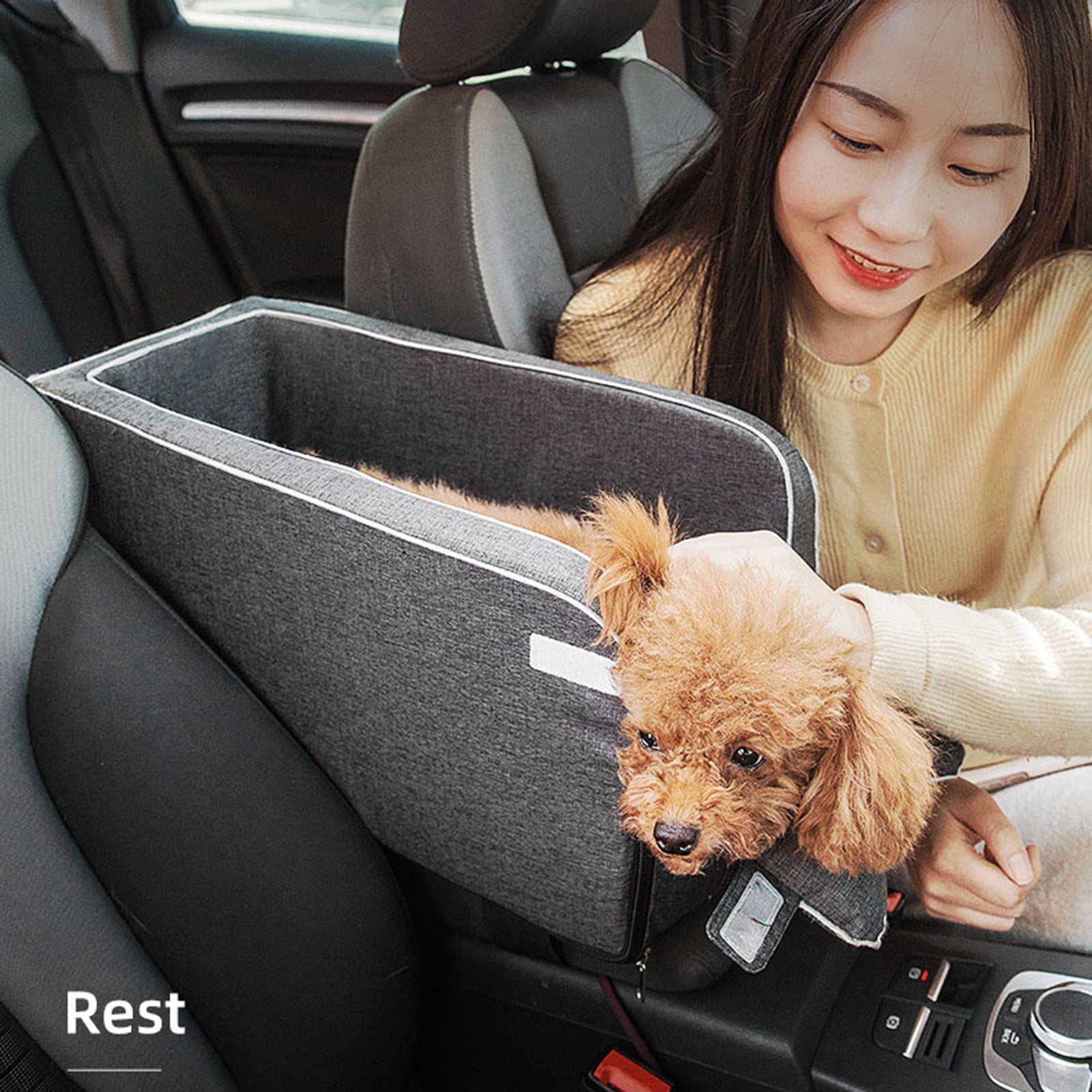 walmeck Car Armrest Nest Car Pet Mat Four-season Universal Cat Nest Pet Car Seat Pet Car Carrier