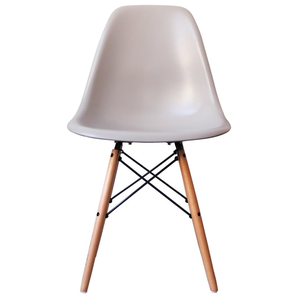 Eiffel Chair with natural wood legs - Light Grey. Set of 4