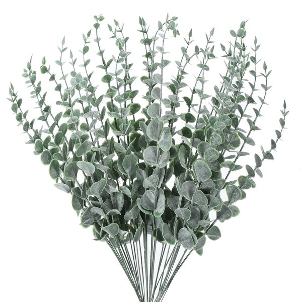 30Pcs 15 Artificial Eucalyptus Leaves Stems Fake Greenery Branches