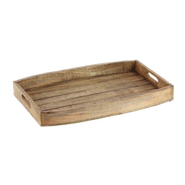 Farmhouse Rustic Wood Tray Set Mahogany Brown 3pk Olivia amp May