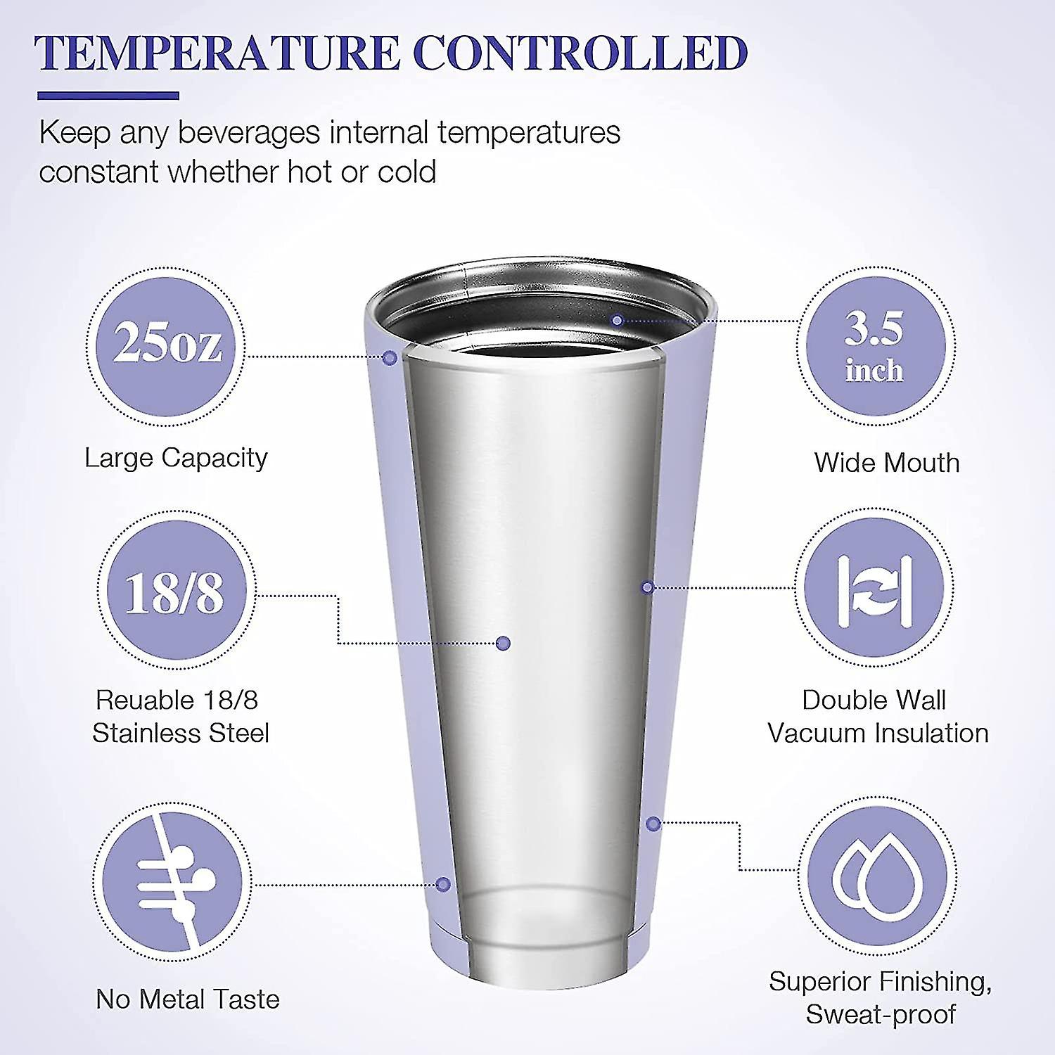 Botao Stainless Steel Tumbler With Straw And Lid， Double Walled Insulated Mug ，keeps Drink Hot And Cold For Hours， Ideal Travel Mug For Home/office/ca