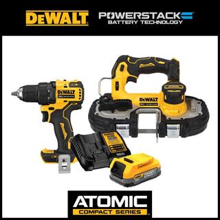 DW ATOMIC 20V Brushless Cordless Compact 12 in. DrillDriver 20V 1-34 in. Bandsaw  20V POWERSTACK Battery Starter Kit DCD708BW377034C