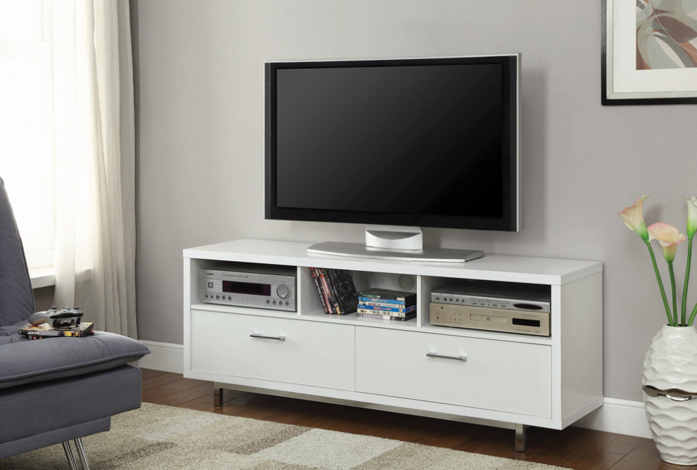 Casey 2 drawer Rectangular TV Console White   Modern   Entertainment Centers And Tv Stands   by Modon  Houzz