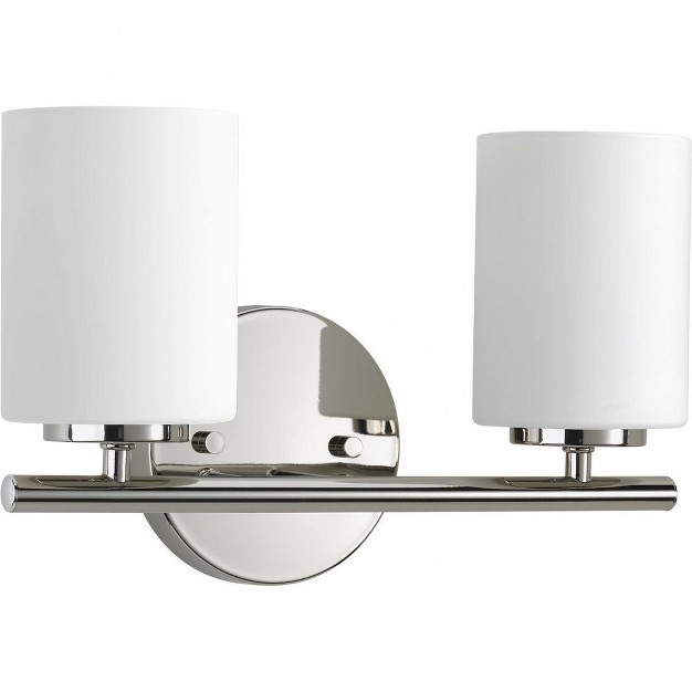 Progress Lighting Replay Collection 2 light Bath Vanity Polished Nickel Shade Included