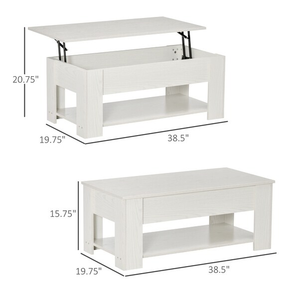 HOMCOM Lift Top Coffee Table with Hidden Storage Compartment and Open Shelf，Pop Up Coffee Table for Living Room